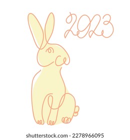 simple one line style rabbit.  Rabbit icon. Continuous line drawing of easter rabbit  minimalist hand drawn vector illustration. Isolated on white background.