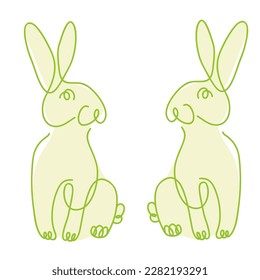 simple one line style rabbit.  Rabbit icon. Continuous line drawing of easter rabbit  minimalist hand drawn vector illustration. Isolated on white background.