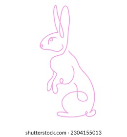simple one line style rabbit.  Rabbit icon. Continuous line drawing of easter rabbit  minimalist hand drawn vector illustration. Isolated on white background.
