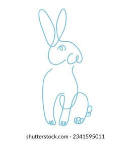 simple one line style rabbit.  Rabbit icon. Continuous line drawing of easter rabbit  minimalist hand drawn vector illustration. Isolated on white background.