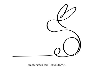 Simple one line vector Easter bunny. Continuous line drawing. Decorative element for greeting cards.