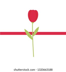 Simple One Red Tulip Design Background Card 