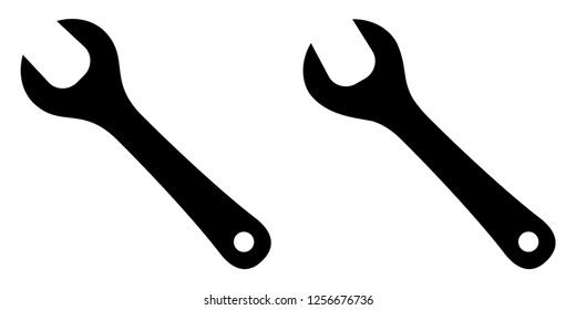 Simple one sided wrench ( spanner ) sign. Two versions, one slightly angled.