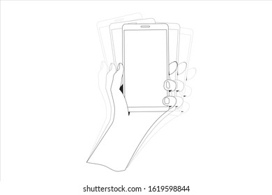 Simple one-color vector illustration with the image of the hand that shakes the phone.