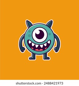 Simple one-eyed circle monster vector is a minimalist digital illustration of a cute circle-shaped creature with one big eye. The adorable and unique design is often used in creative media.