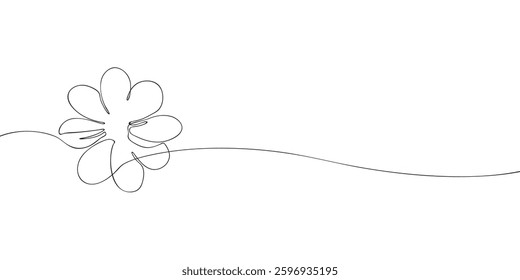 Simple one-line drawing of a daisy flower, showcasing minimalist and modern art style with continuous stroke design on a white background.  
