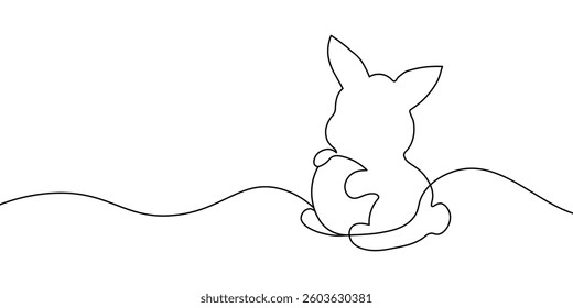 A simple one-line drawing of an Easter bunny holding an egg, designed in a minimalist and artistic style, perfect for modern decor and design. Easter bunny one line. Vector illustration