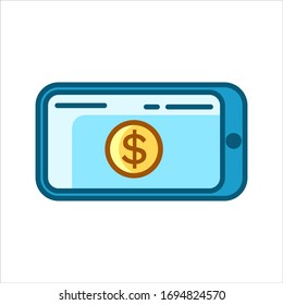 Simple online deposit icon isolated on white background. Smartphone flat vector illustration
