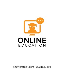 Simple online education logo vector. E-learning.