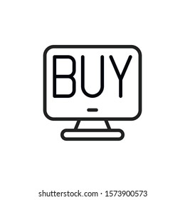 Simple online shop line icon. Stroke pictogram. Vector illustration isolated on a white background. Premium quality symbol. Vector sign for mobile app and web sites.
