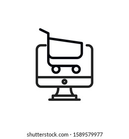Simple online shop line icon. Stroke pictogram. Vector illustration isolated on a white background. Premium quality symbol. Vector sign for mobile app and web sites.