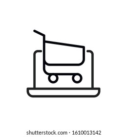 Simple online shop line icon. Stroke pictogram. Vector illustration isolated on a white background. Premium quality symbol. Vector sign for mobile app and web sites.