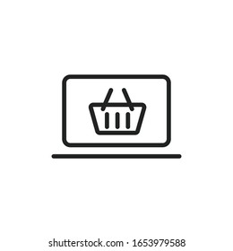 Einfaches Online-Shop-Line-Symbol. Piktogramm anheben. Vektorillustration einzeln auf weißem Hintergrund. Qualitätszeichen von Premium. Vektorillustration-Zeichen für mobile App und Webseiten.