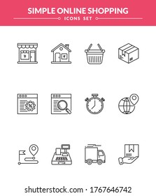 Simple online shopping vector icon set, New and trendy linear pictogram pack. modern vector icon concept for web graphics
