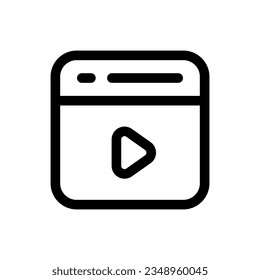 Icono de vídeo simple en línea. El icono puede utilizarse para sitios web, plantillas de impresión, plantillas de presentación, ilustraciones, etc