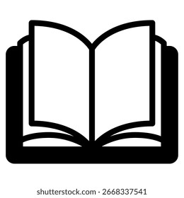 Icono de libro abierto simple para la educación, la publicación y las interfaces de aprendizaje digital.