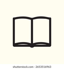 A simple open book icon representing learning knowledge literature reading education and storytelling ideal for educational resources and materials