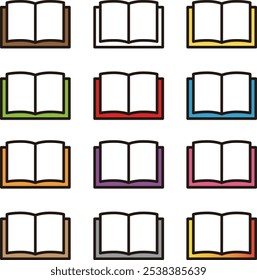 Simple open book icon set.