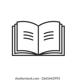 Simple open book outline icon isolated flat design vector illustration on white background.