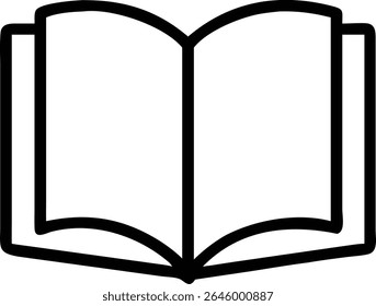A simple open book vector icon in outline style. Ideal for educational resources, library designs, and reading related projects. 126