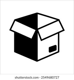 Ícone de caixa aberta simples, ideal para temas de armazenamento, embalagem e logística.