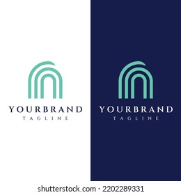 Simple open door abstract logo design, interior with geometric shapes or monogram.For building construction, business.property and company.