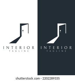 Sencillo diseño de logotipo abstracto a puertas abiertas, interior con formas geométricas o monograma.Para la construcción de edificios, negocio.propiedad y empresa.
