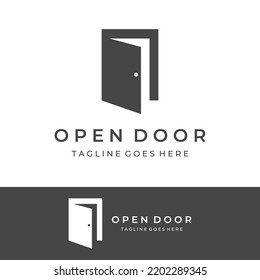Sencillo diseño de logotipo abstracto a puertas abiertas, interior con formas geométricas o monograma.Para la construcción de edificios, negocio.propiedad y empresa.
