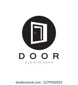 logotipo abstracto de puerta abierta simple, con formas geométricas,Para la construcción de edificios,contratistas, empresas de propiedad y construcciones,vector.