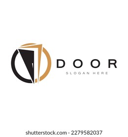 simple open door abstract logo, with geometric shapes,For building construction,contractors, business property and construction companies,vector.