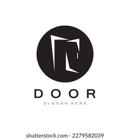 simple open door abstract logo, with geometric shapes,For building construction,contractors, business property and construction companies,vector.