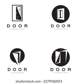 logotipo abstracto de puerta abierta simple, con formas geométricas,Para la construcción de edificios,contratistas, empresas de propiedad y construcciones,vector.
