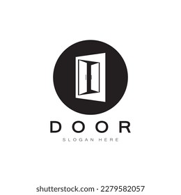 simple open door abstract logo, with geometric shapes,For building construction,contractors, business property and construction companies,vector.