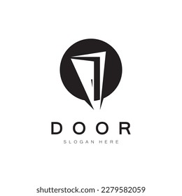 simple open door abstract logo, with geometric shapes,For building construction,contractors, business property and construction companies,vector.