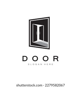 simple open door abstract logo, with geometric shapes,For building construction,contractors, business property and construction companies,vector.