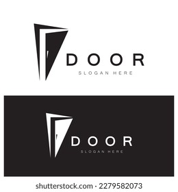 simple open door abstract logo, with geometric shapes,For building construction,contractors, business property and construction companies,vector.