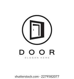 simple open door abstract logo, with geometric shapes,For building construction,contractors, business property and construction companies,vector.