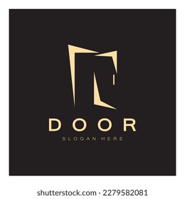 logotipo abstracto de puerta abierta simple, con formas geométricas,Para la construcción de edificios,contratistas, empresas de propiedad y construcciones,vector.
