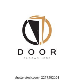 simple open door abstract logo, with geometric shapes,For building construction,contractors, business property and construction companies,vector.