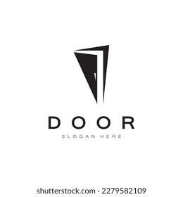 simple open door abstract logo, with geometric shapes,For building construction,contractors, business property and construction companies,vector.