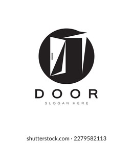 logotipo abstracto de puerta abierta simple, con formas geométricas,Para la construcción de edificios,contratistas, empresas de propiedad y construcciones,vector.