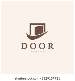 logotipo abstracto de puerta abierta simple, con formas geométricas,Para la construcción de edificios,contratistas, empresas de propiedad y construcciones,vector.