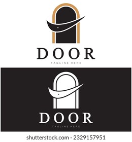 simple open door abstract logo, with geometric shapes,For building construction,contractors, business property and construction companies,vector.