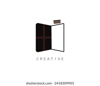 Simple open door abstract logo design, interior with geometric shapes or monogram.For building construction.