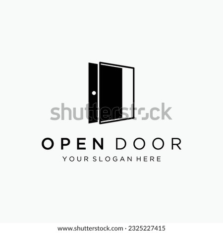 Simple open door abstract logo design, interior with geometric shapes or monogram.For building construction, business.property and company.