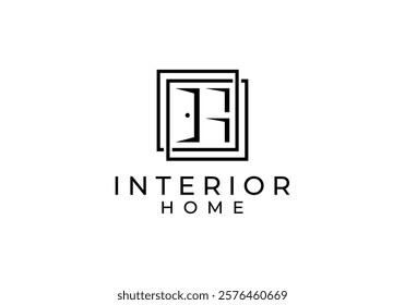 simple open door line logo vector graphic design