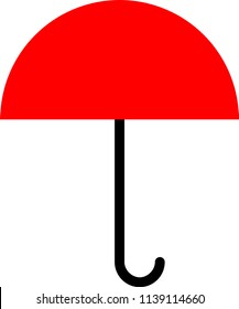 Simple Open Red Umbrella Icon. Vector Image.