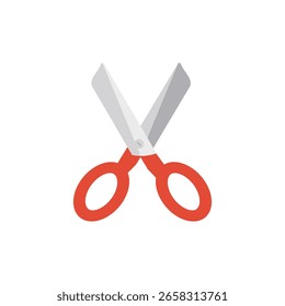 Icono abierto simple de la tijera aislado en el fondo blanco limpio