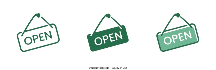 simple open sign welcome shop icon vector 