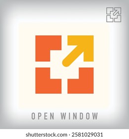 Simple open window logo. Target grow and architecture company logo template. vector. back